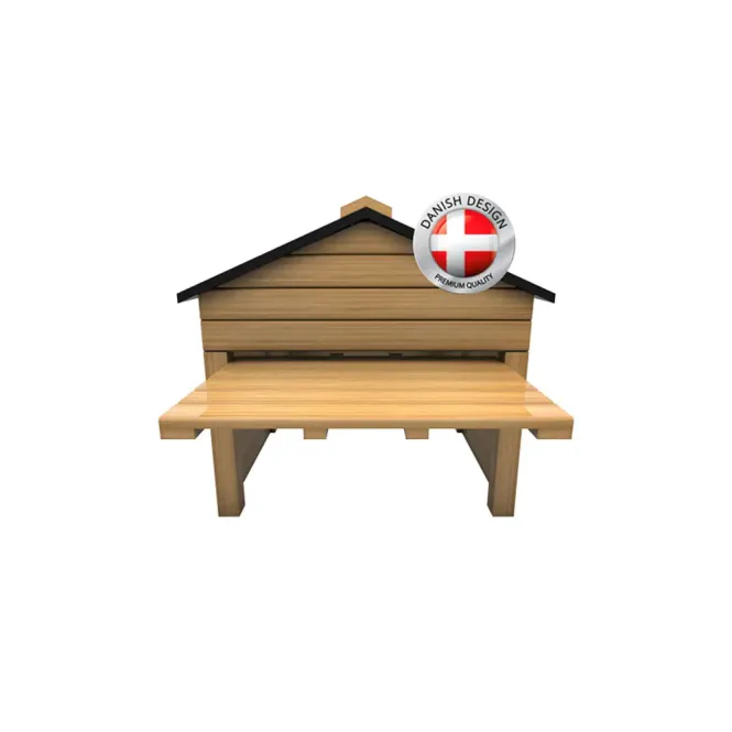 Hovedbilde Garasjehus til robotgressklipper i naturlig trefarge.